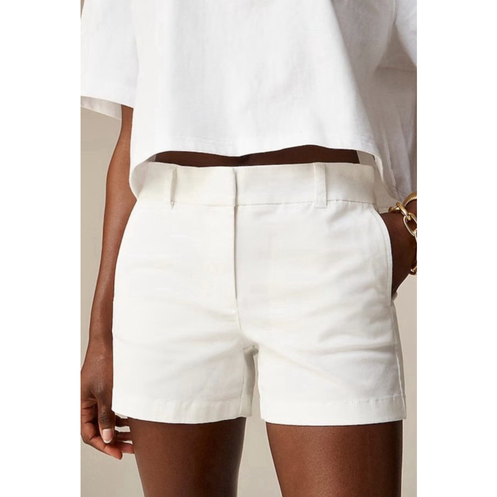 J.CREW 4” Classic Chino Shorts 10 White Slant Pockets Casual NWT